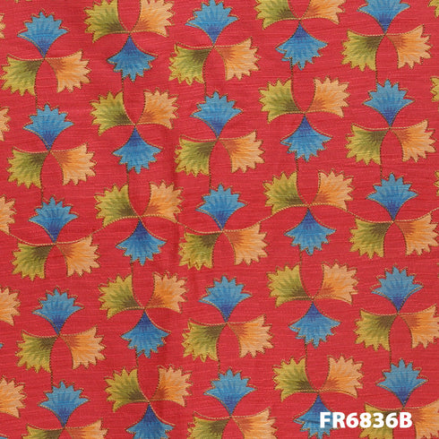 Zari Printed Linen Silk Fabric FR6836